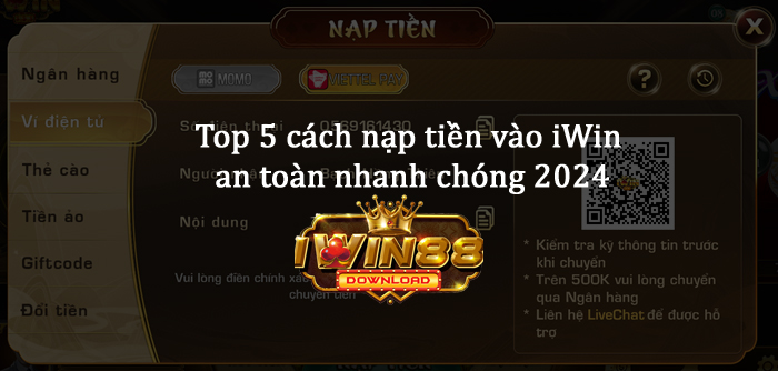 top 5 cach nap tien vao iwin